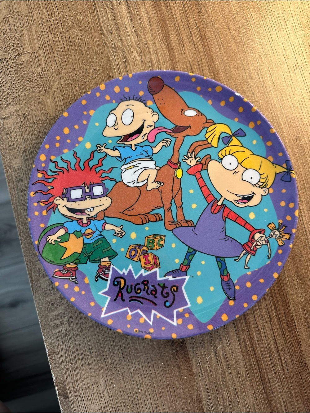 Rugrats Cartoon Melamine Plate — Purple & Teal